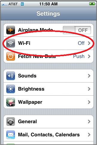 iPhone, select Wi-Fi